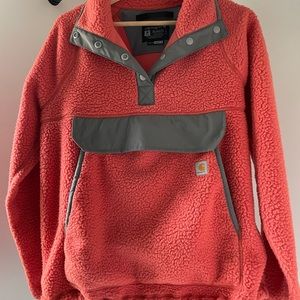 girls carhartt fleece quarter button-up